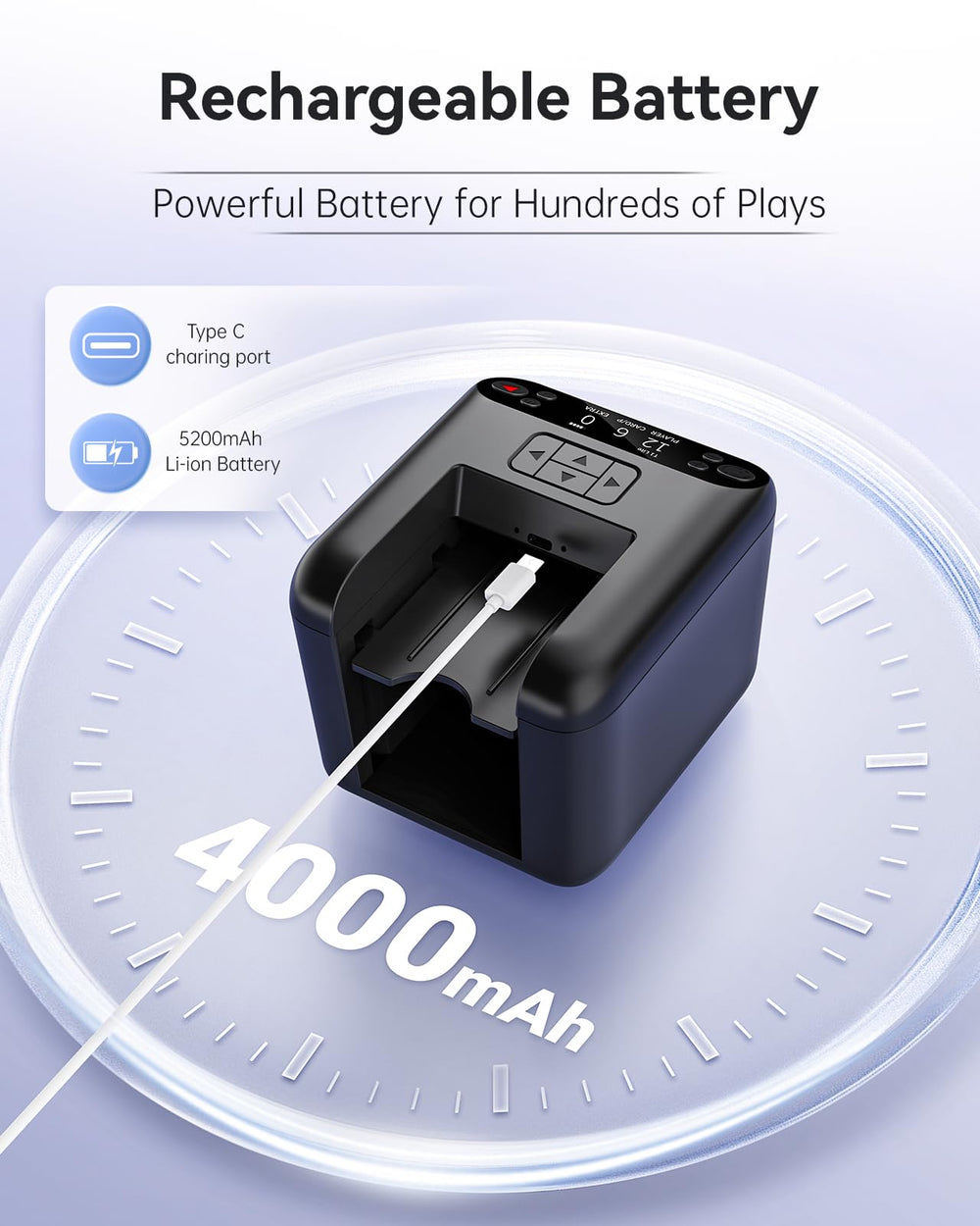 XPAW rechargeable lithium battery powers long sessions with quick charging.