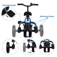 XPIY Tricycle blue rubber handle grips enhance safe, comfortable grip.