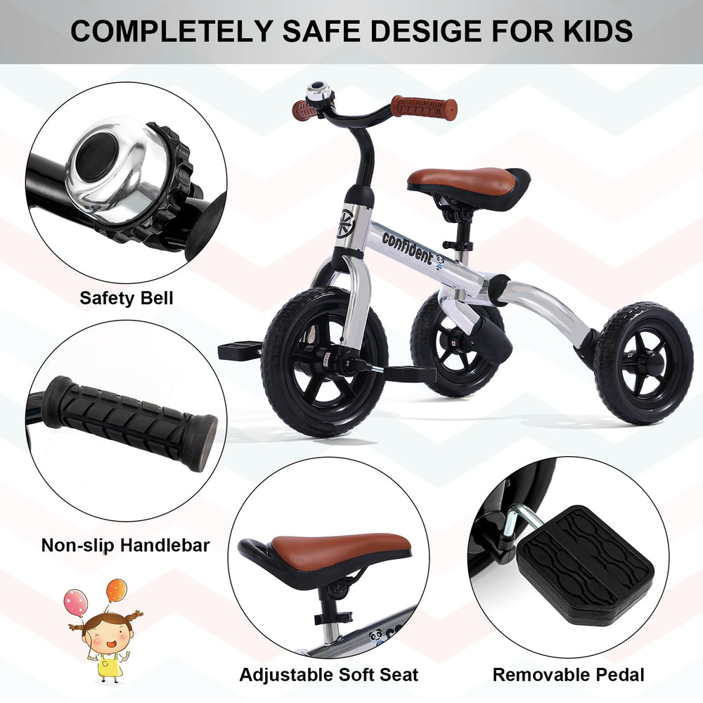 XPIY tricycle with detachable pedal for pedal or pedal-less riding.