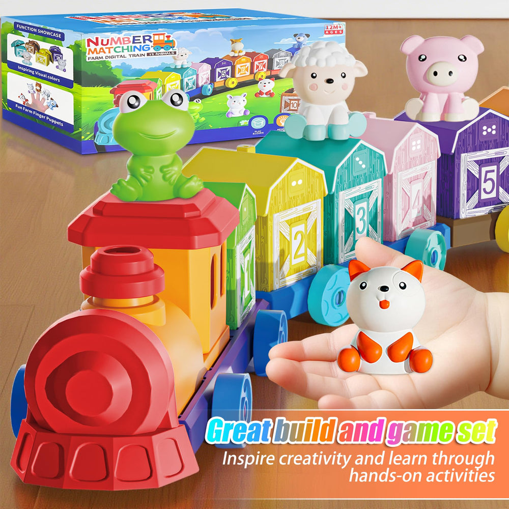 XPQKDC toddler farm train set animals image featuring 10 farm animals for pretend play
