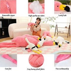 Flamingo cushion for bed or sofa, a cheerful home accent.