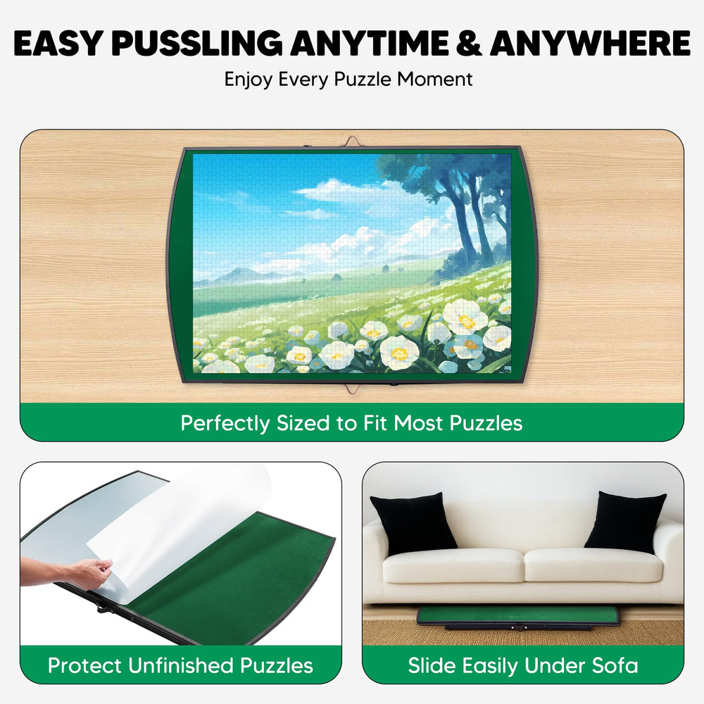 Xubialo cowhide handles aid portability for puzzling on the go.