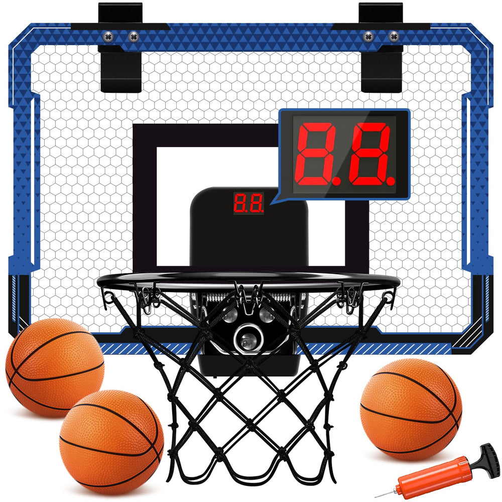 Xucutu indoor mini basketball hoop on door with scoreboard boosts kids' playtime