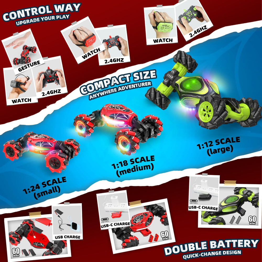 XUERENTECH Spider RC Car RGB lights with beat-synced soundtrack.