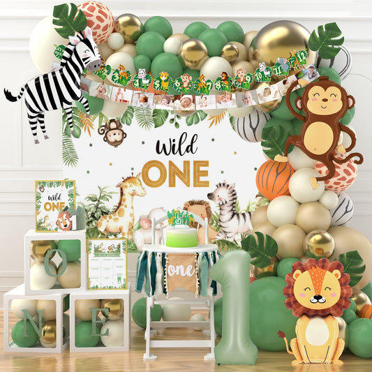 XULE Wild One backdrop for a photo-ready jungle birthday scene