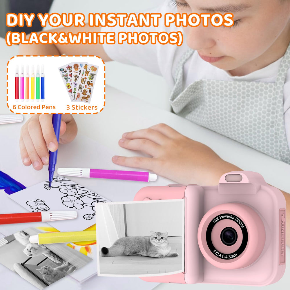 Xuweicn Kids Camera Accessories Kit adds pens, stickers, and lanyard for creativity.