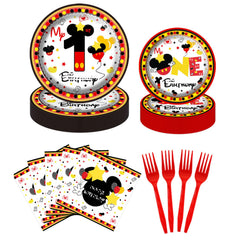 XXDecor red cartoon 9-inch plates for lively first birthday party