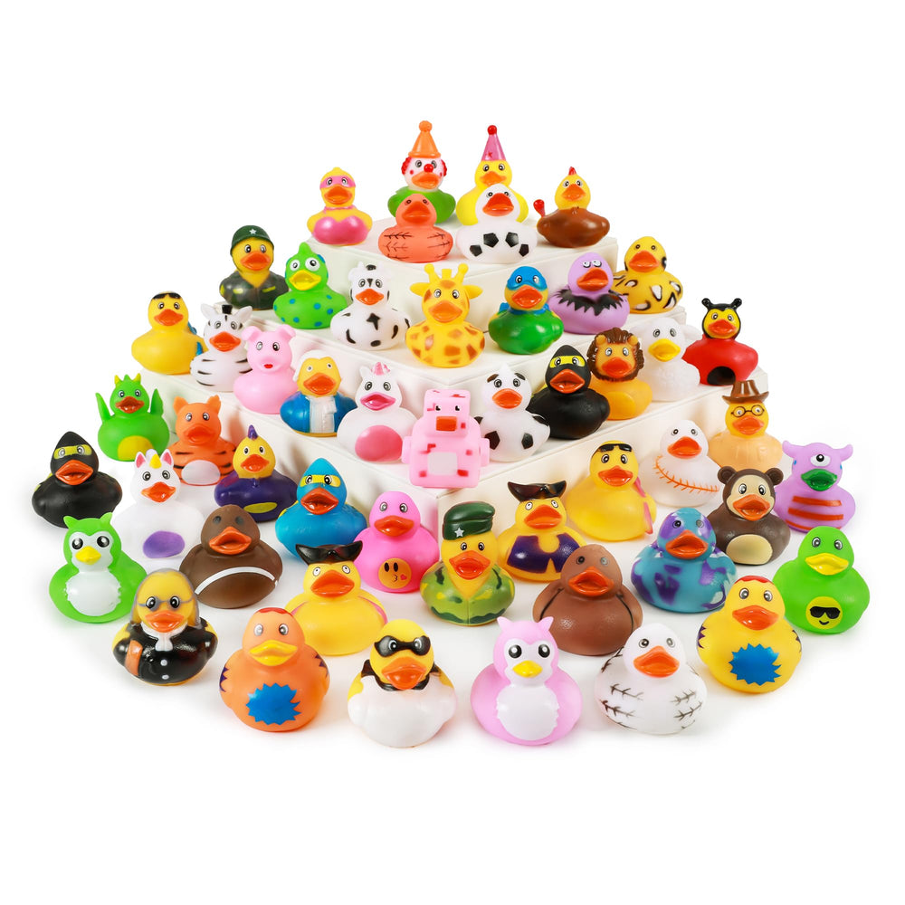 XY-WQ rubber ducks in assorted colors for imaginative bath play.