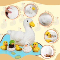 XYHQYB plush duck with soft white fabric, gentle touch for kids.