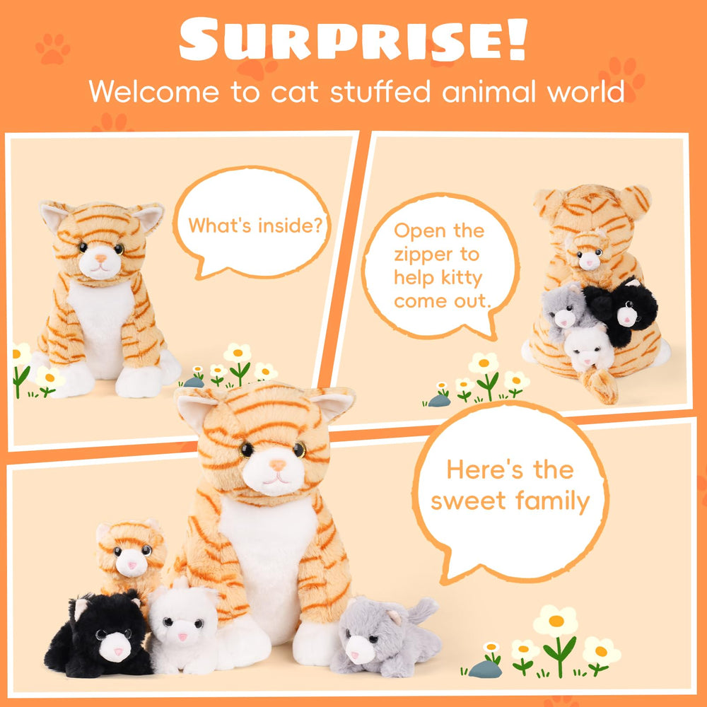 XYHQYB family cat plush set inspires caring and imaginative play.