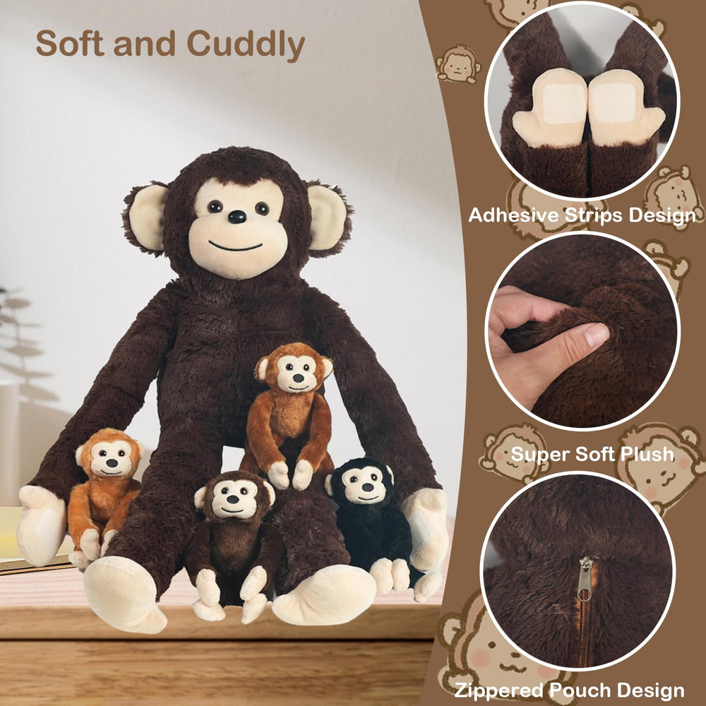 XYHQYB monkey plush set baby-2 displays a gentle expression ideal for bedtime comfort.