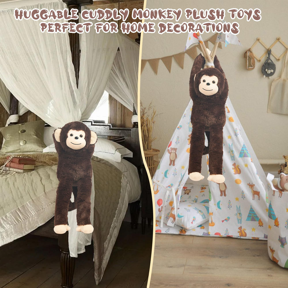 XYHQYB monkey plush set packaging-note confirms non-vacuum packing to prevent deformation.