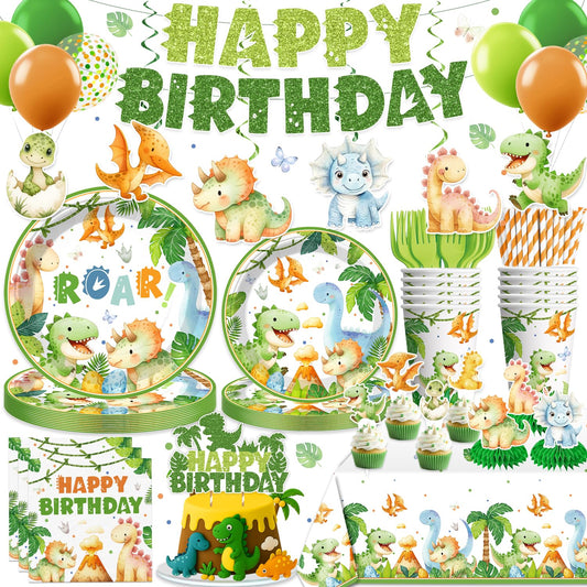 Xynic dinosaur birthday banner creates a playful focal point for photos