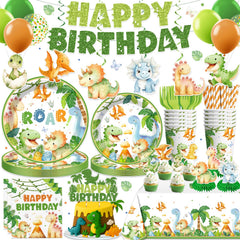 Xynic dinosaur birthday banner creates a playful focal point for photos
