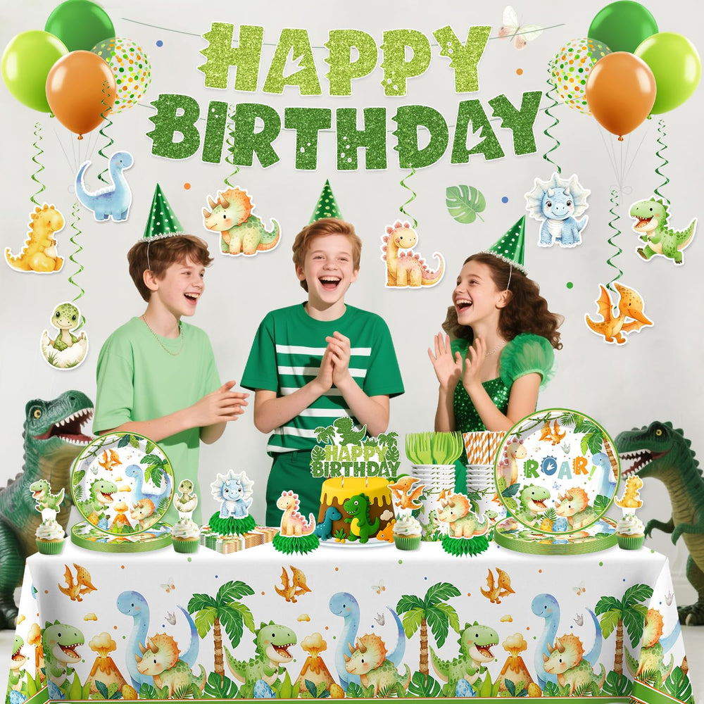 Xynic dinosaur cake and cupcake toppers anchor dessert display
