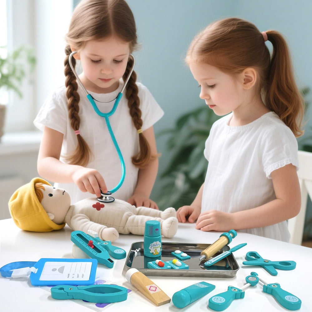 XZZO Doctor Kit wooden syringe for safe tactile play and motor skills