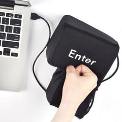 YADILLO Giant USB Enter Key in use, functioning as Enter key when connected.