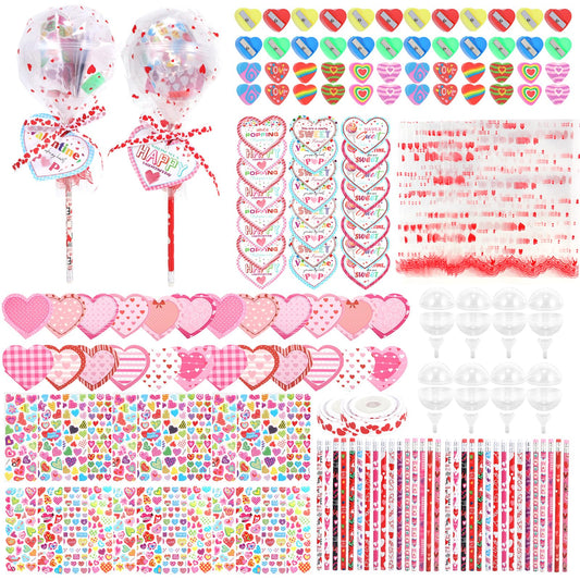 Yaeyia Valentines giant lollipop stationery set with pencils and stickers for classroom gifting.