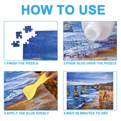 YAKAMOZ glue applied area showing uniform layer on puzzle surface