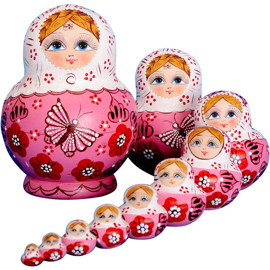 YAKELUS 10-piece Russian nesting dolls featuring hand-painted details for curious kids and collectability.