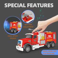 Yalujumb fire truck spray toy with bright sprayer for interactive storytelling.