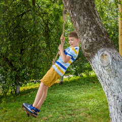 Yangbaga brown wood rope swing ready for kids outdoor playtime