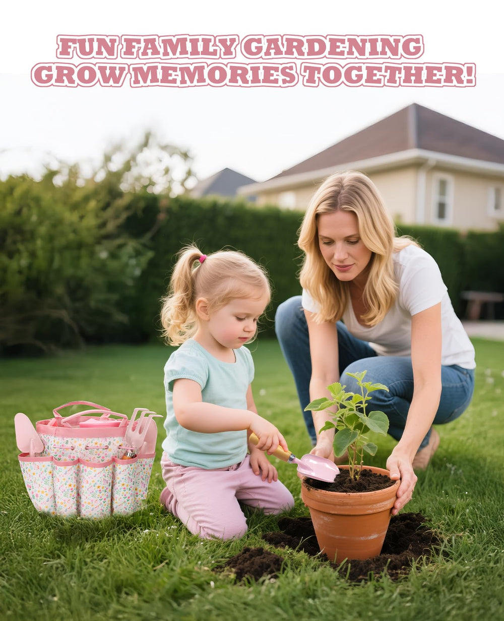 YAUNGEL Kids Gardening Set tote bag to carry tools