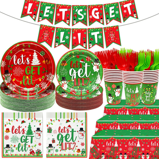 Yavxzvbw Let’s Get Lit banner adds festive decor for Christmas parties