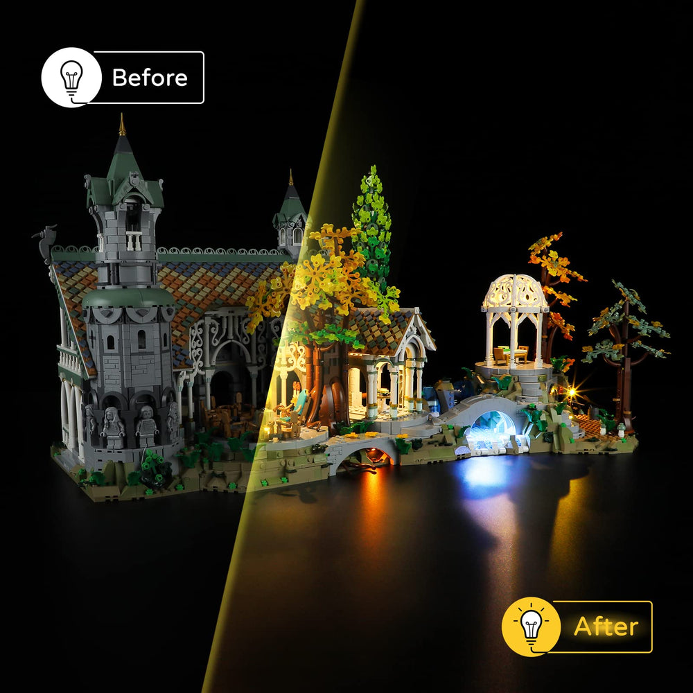 YEABRICKS Rivendell LED kit USB power option supports continuous display.