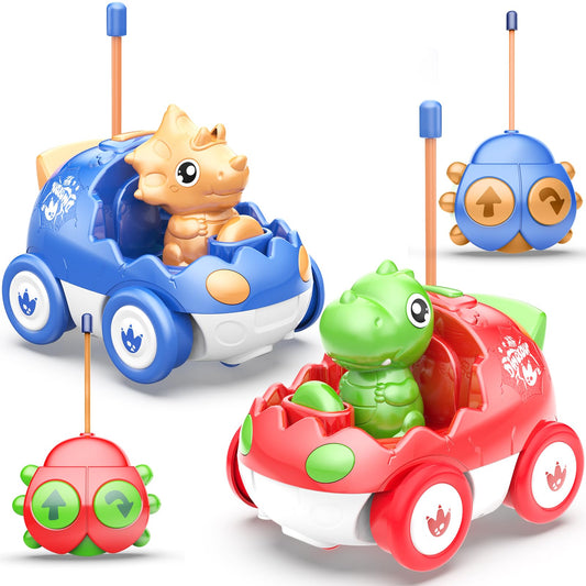 Yeaye Toddler RC Car blue, kid-friendly indoor fun with flashing headlights.