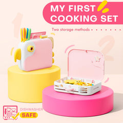 Yeeammk pink storage box keeps yellow kitchen tools neatly organized for playtime