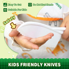 Yeeammk wooden cutting board provides a stable prep surface for kids.