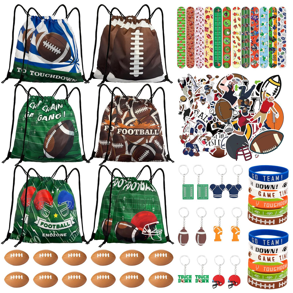 Yeepestmi football drawstring bag with six designs for party favors
