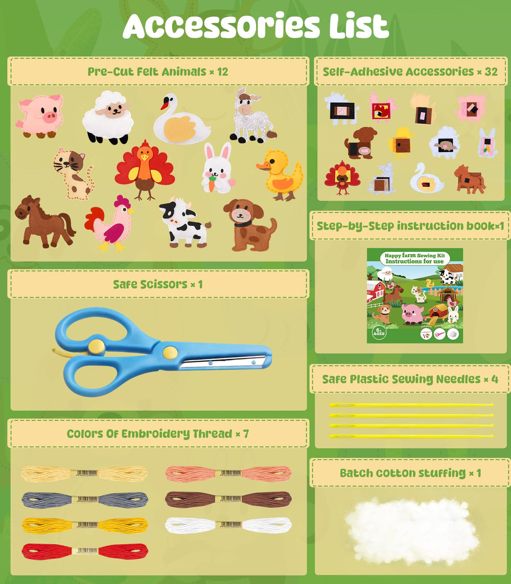 YEETIN felt animals pre-cut with holes for easy sewing sessions.