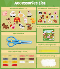 YEETIN felt animals pre-cut with holes for easy sewing sessions.