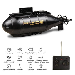 YEIBOBO! 6-channel RC submarine black gift box packaging, ready for gifting.