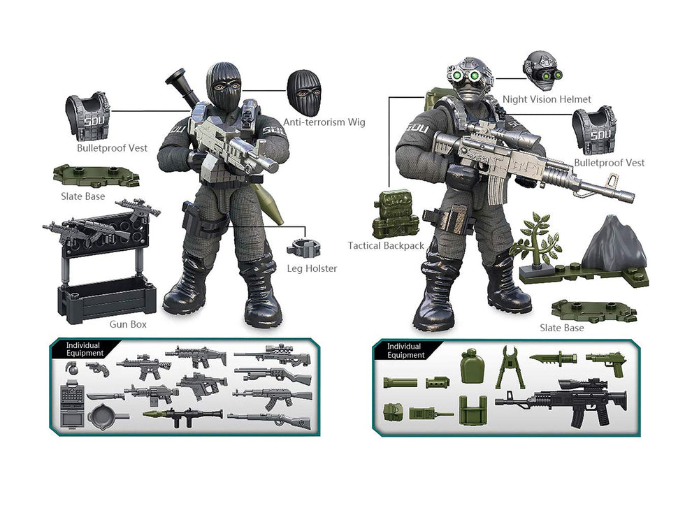 YEIBOBO eight-figures pack offers varied troops for army play.