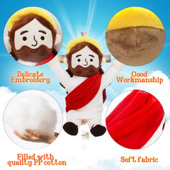 Yelakey Jesus Plush with red shawl, comforting decor for holidays and prayers.