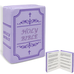 Yelakey Bible Pillow Book purple open showing Matthew 6 verse for contemplative moments