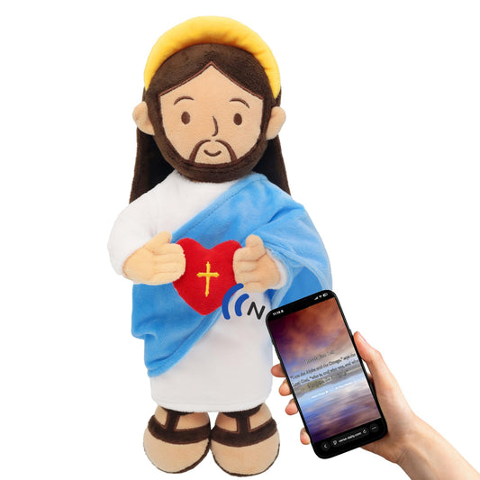 Yelakey Jesus plush 14inch with NFC heart delivers daily Bible verse