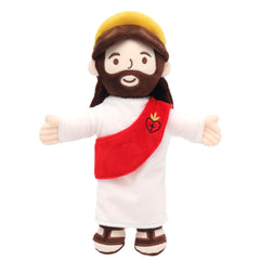 Yelakey Jesus plush doll front view, soft cuddle partner for kids.