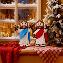 Yelakey Jesus plush doll used as warm decorative piece in setting