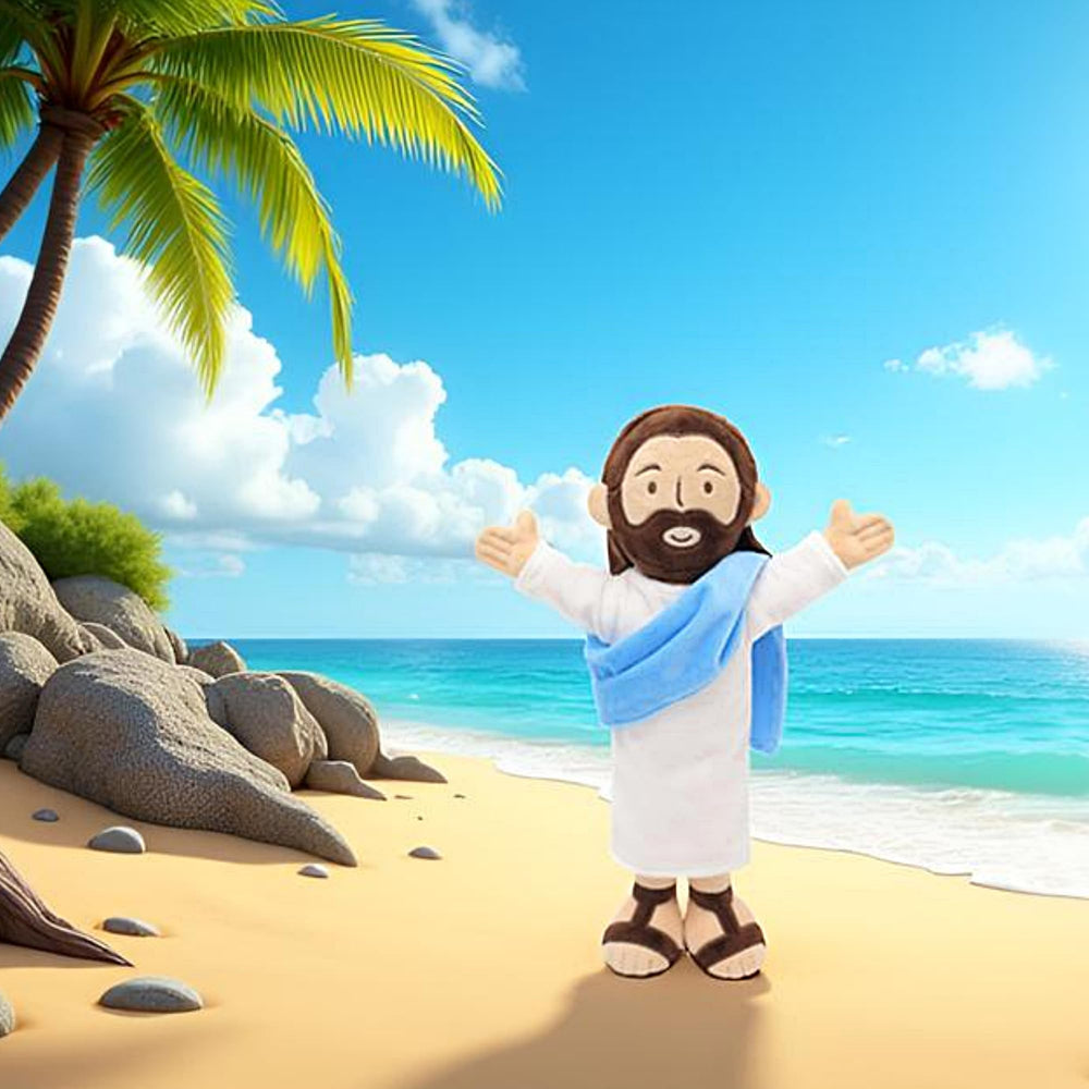 Yelakey Jesus plush, gift-ready brown-toned keepsake for religious celebrations.