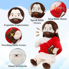 Yelakey Jesus Plush features soft fabric for comforting hugs.