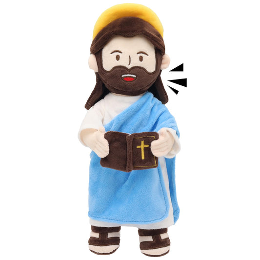Yelakey Jesus plush talking doll with halo offers comforting bedtime storytelling