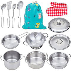 Yellora play pots and pans for kids with safe rounded edges for pretend cooking