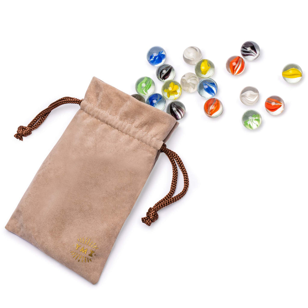 Yellow Mountain Imports 16mm marbles ready for Chinese checkers and other marble games.