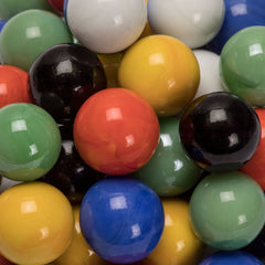Yellow Mountain Imports red 16mm marbles for Chinese checkers, high-contrast pieces for quick moves.