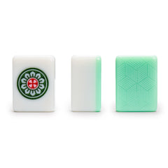 Engraving detail on Emerald Weave Mahjong tiles highlighting symbols