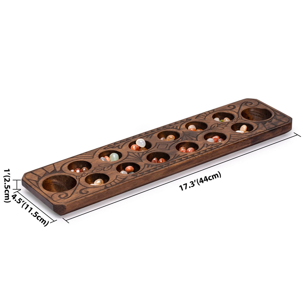 Yellow Mountain Imports two player Mancala in action for family nights